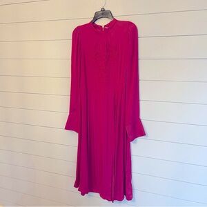 Free People Fuchsia Embroidered Midi Dresss Sz Large